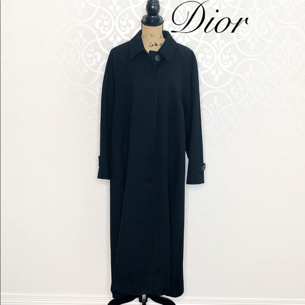 DIOR BLACK WOOL TRENCH COAT SIZE 10